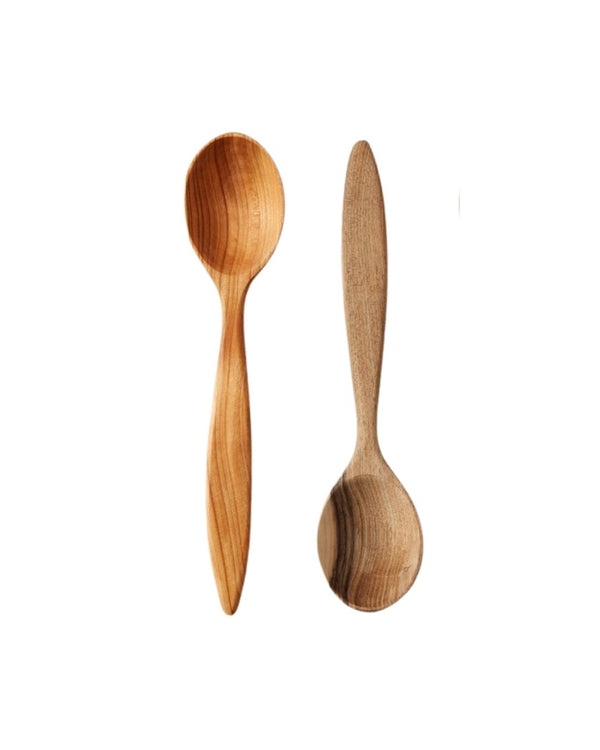 Euro Serving Spoon Set, Fruitwood