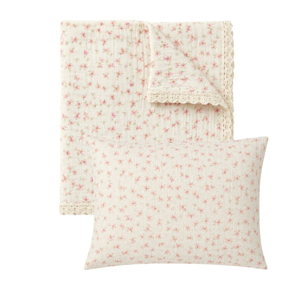 French Rose Crib Blanket Set