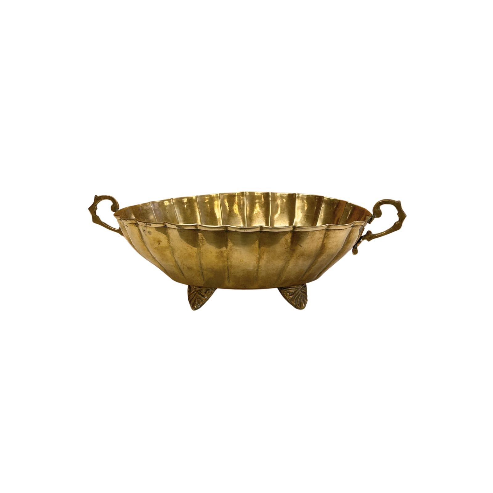 Oval Brass Bowl with Handles