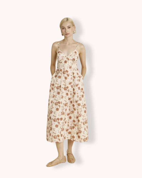 Embroidered Trim Midi Dress