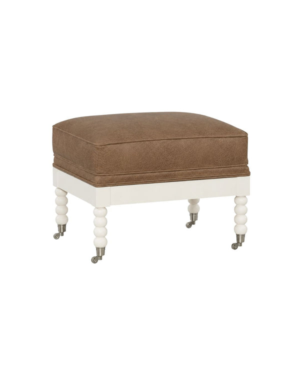 Abbey Leather Spool Ottoman
