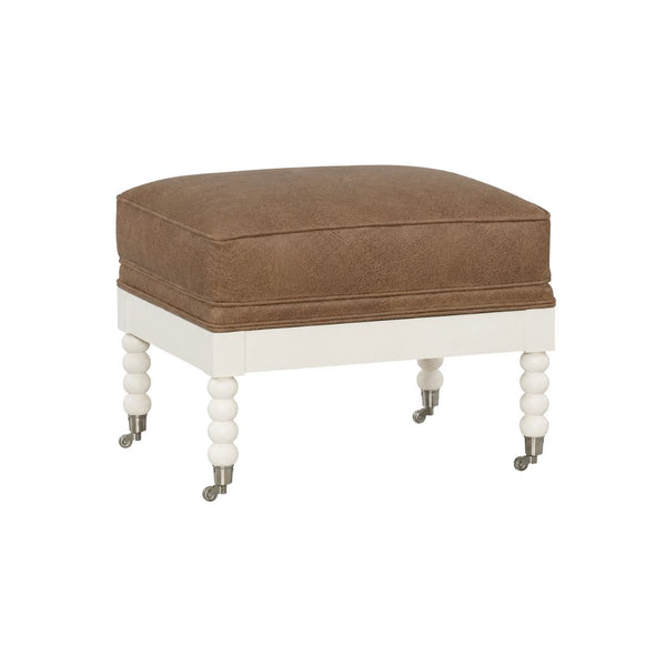 Abbey Leather Spool Ottoman