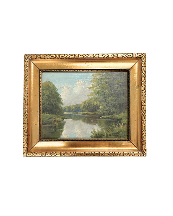 Antique Peacful Creek Painting