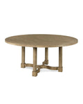 Round wooden table with a rustic design on a white background