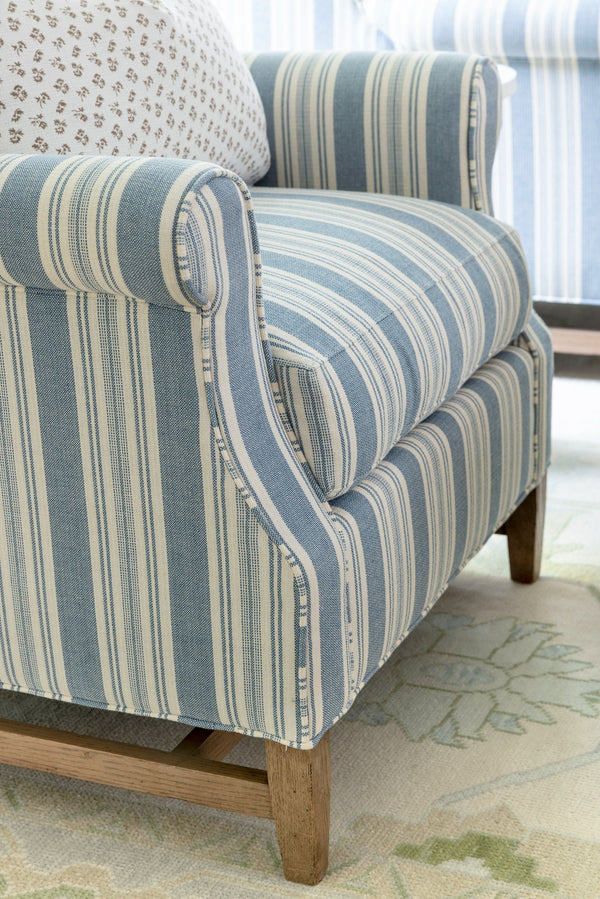 Brooks Stripe Fabric in Blue