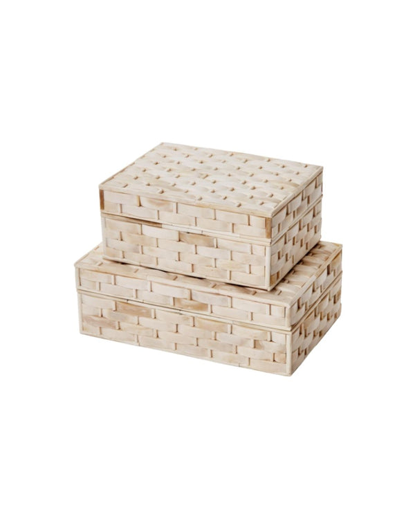 Basketweave Bone Box, Set of 2