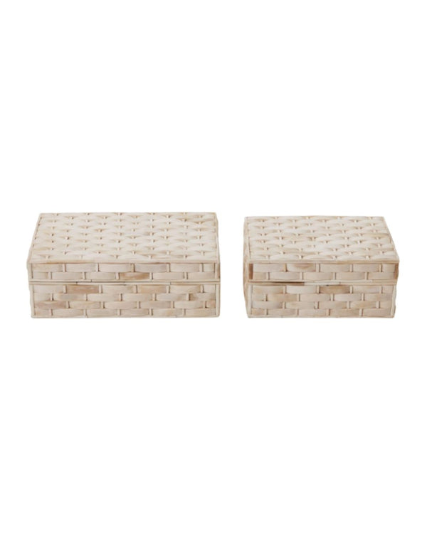 Basketweave Bone Box, Set of 2