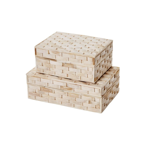 Basketweave Bone Box, Set of 2