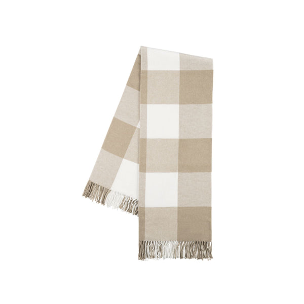 Beige Checked Throw