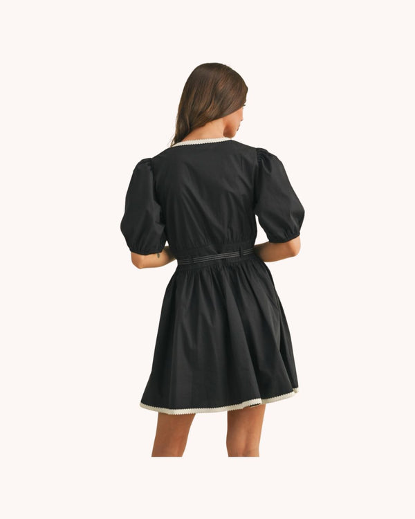 Belted Puff Sleeve Dress