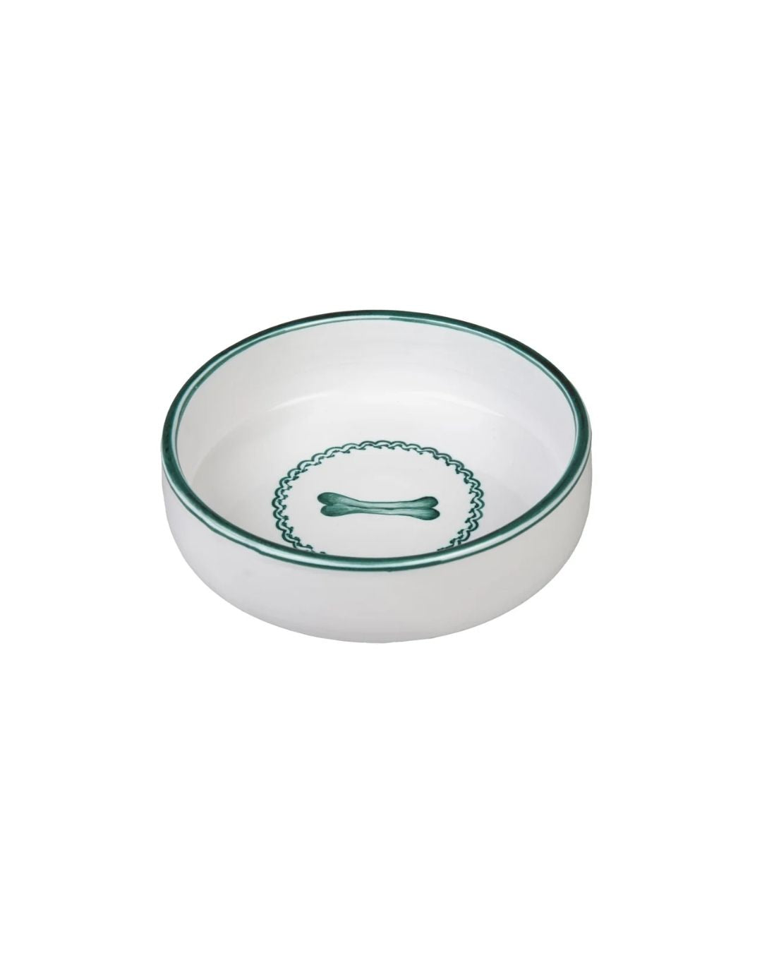 Bone Dog Bowl - White & Green