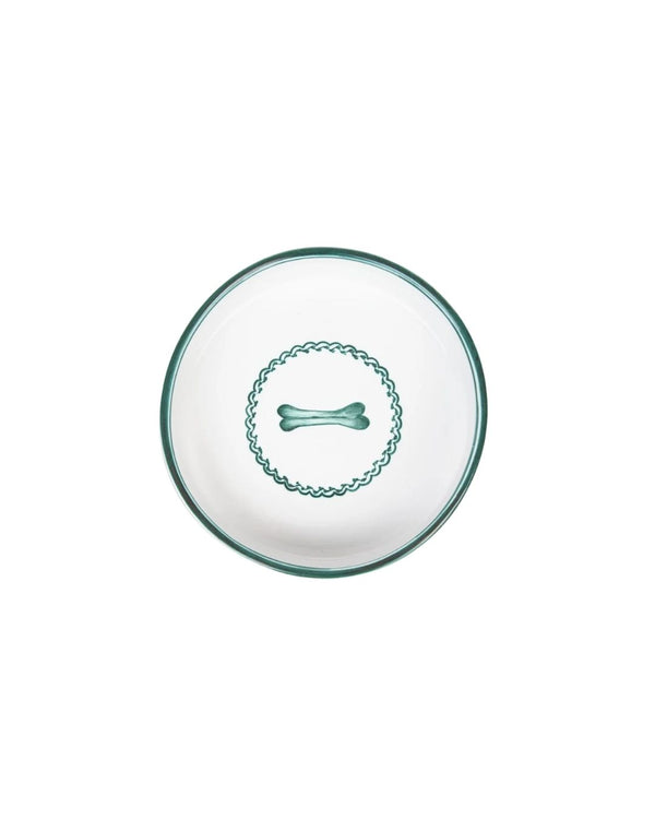 Bone Dog Bowl - White & Green
