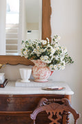 Vintage Red and White Floral Pitcher