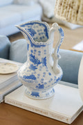 Large Blue and White Vintage Pitcher
