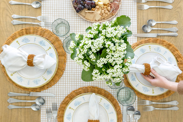 Natural Gingham Check Paper Table Runner