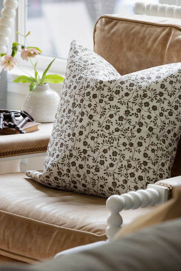 Market Floral Pillow in Latte