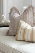 Ruffle Edge Pillow in Cocoa Lily Floral Stripe