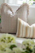 Ruffle Edge Pillow in Cocoa Lily Floral Stripe