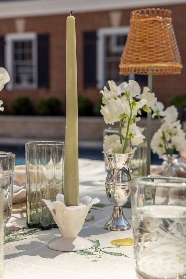 Palmetto Taper Candle Holder - White