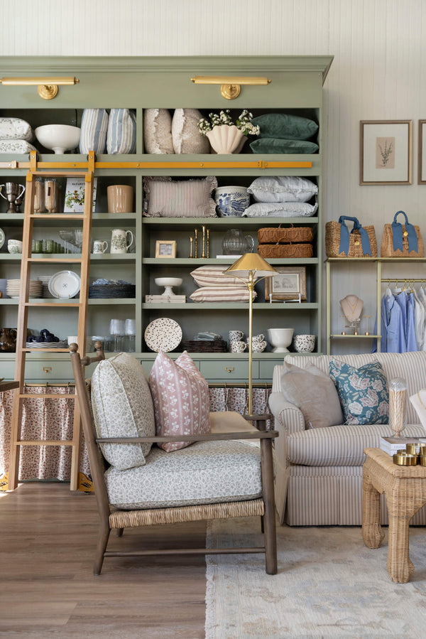 Hollyhock Floral Pillow in Dusty Pink