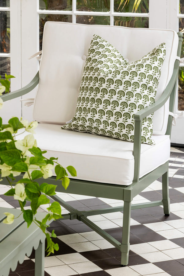 Chelsea Block Print Pillow in Olive