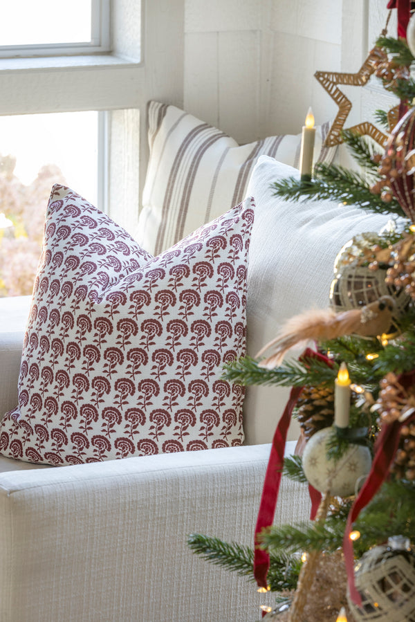 Chelsea Block Print Pillow in Rose