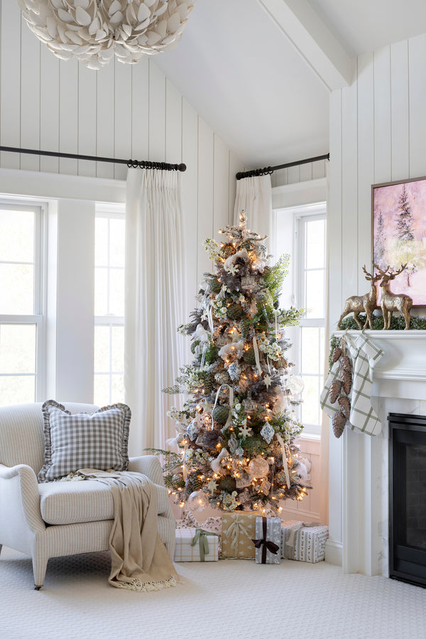 Ruffle Edge Pillow in Latte Gingham