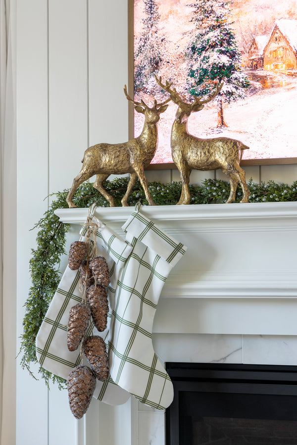 Linden Plaid Stocking in Olive