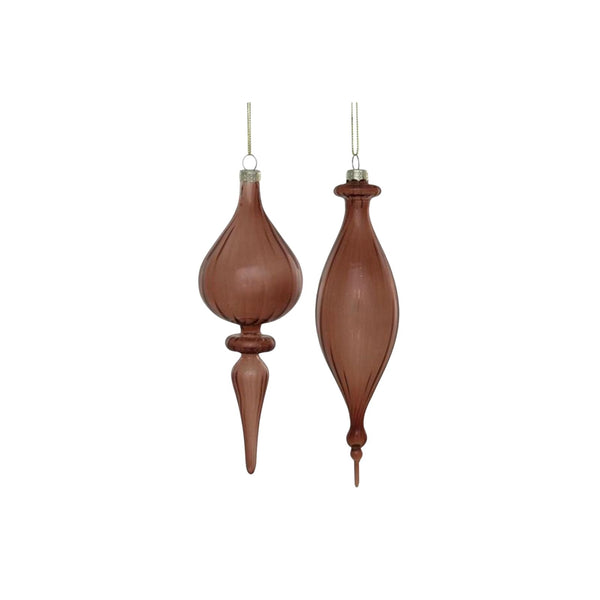 Brown Blown Glass Finial Ornament Set