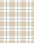 Camden Plaid Fabric in Natural & Navy