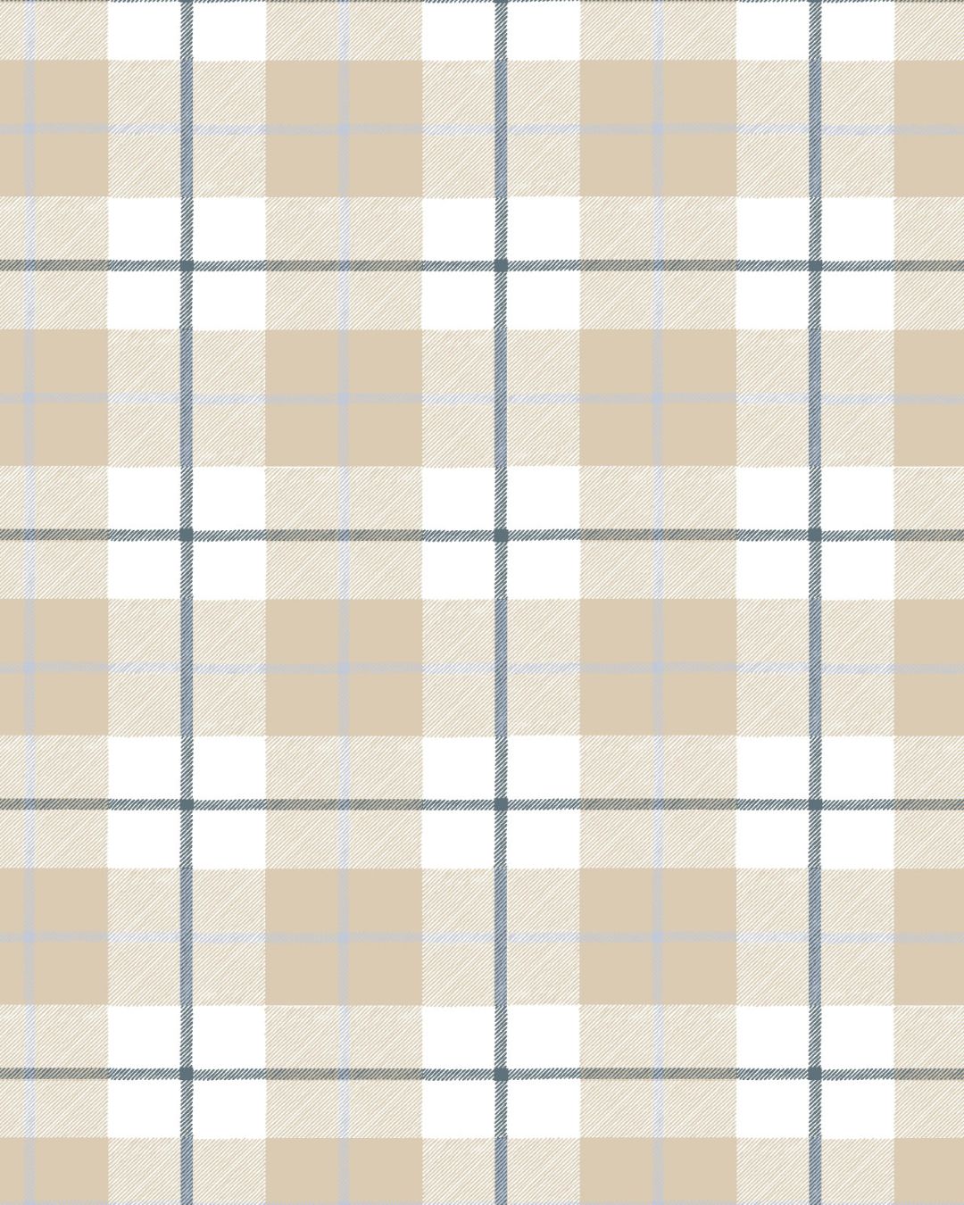 Camden Plaid Fabric in Natural & Navy