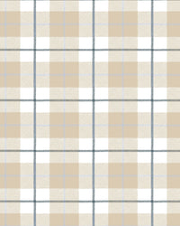 Camden Plaid Fabric in Natural & Navy