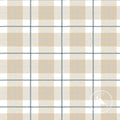 Camden Plaid Fabric in Natural & Navy