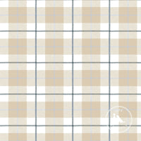 Camden Plaid Fabric in Natural & Navy