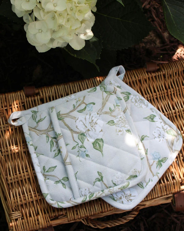 Camellia Pot Holders, Pair