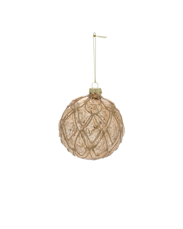 Champagne Etched Glass Ornament