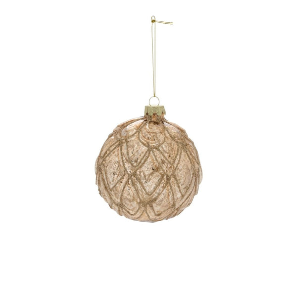 Champagne Etched Glass Ornament