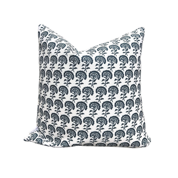 Chelsea Block Print Pillow in Navy