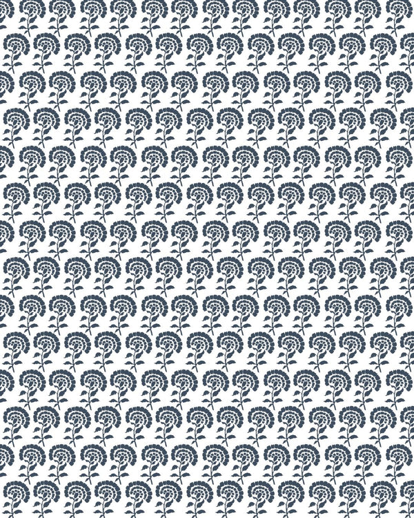 Chelsea Block Print Fabric in Navy