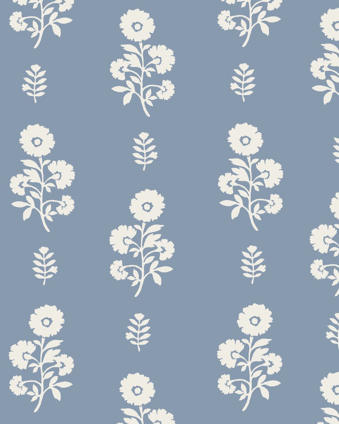 Chloe Floral Fabric in Dusty Blue