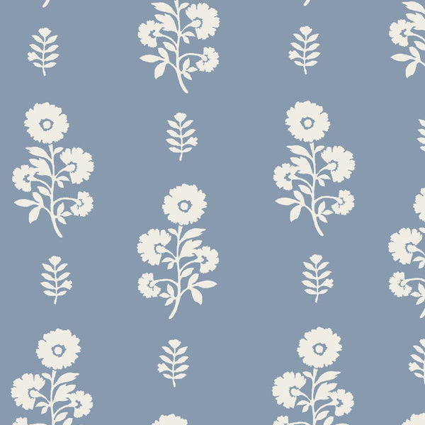 Chloe Floral Fabric in Dusty Blue