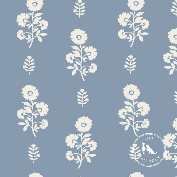 Chloe Floral Fabric in Dusty Blue