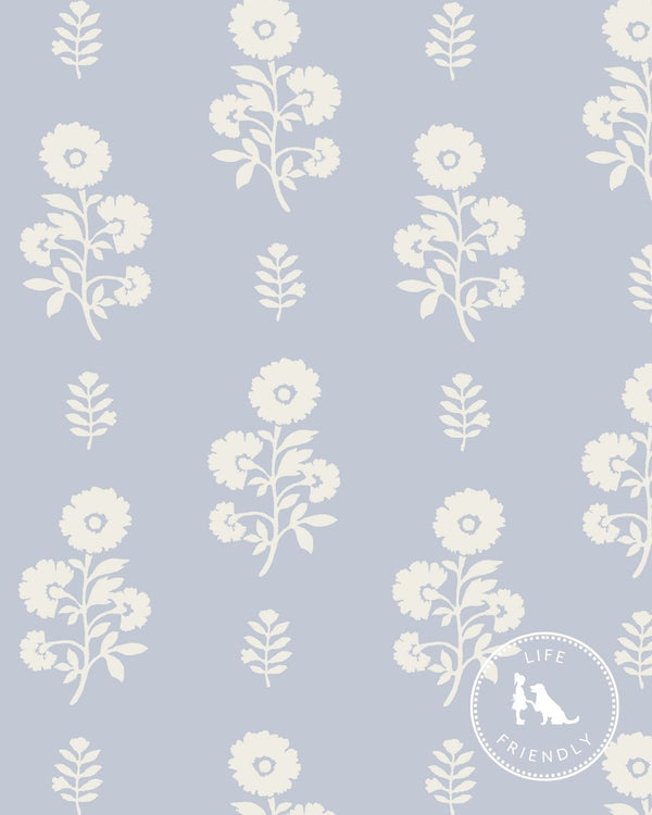 Chloe Floral Fabric in Light Blue