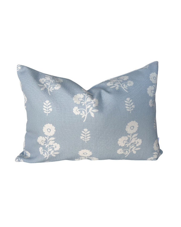 Chloe Floral Pillow in Light Blue