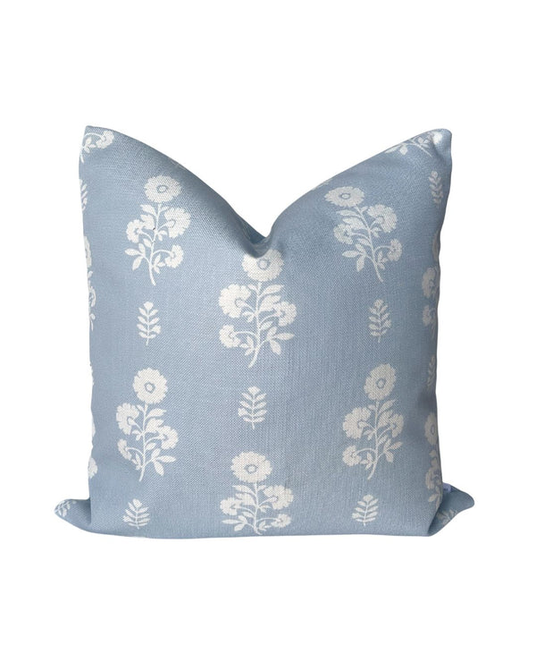 Chloe Floral Pillow in Light Blue