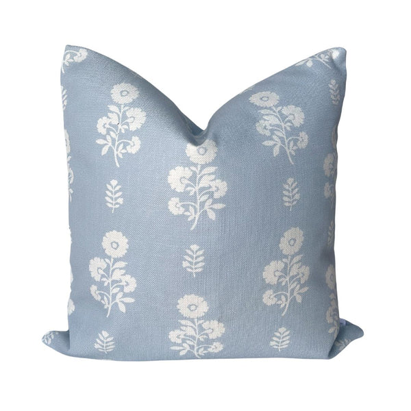 Chloe Floral Pillow in Light Blue