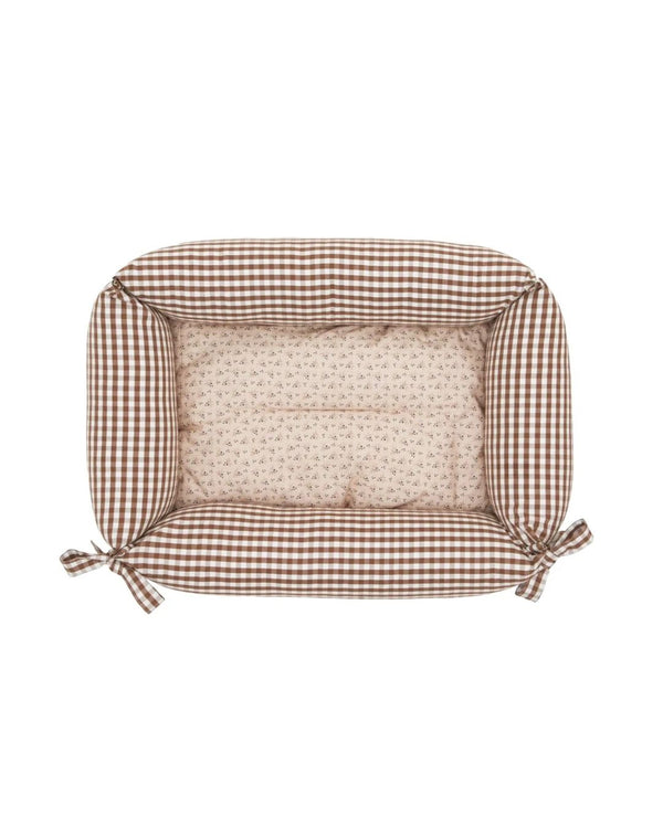 Chocolate Gingham Dog Bed