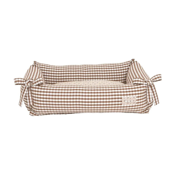 Chocolate Gingham Dog Bed