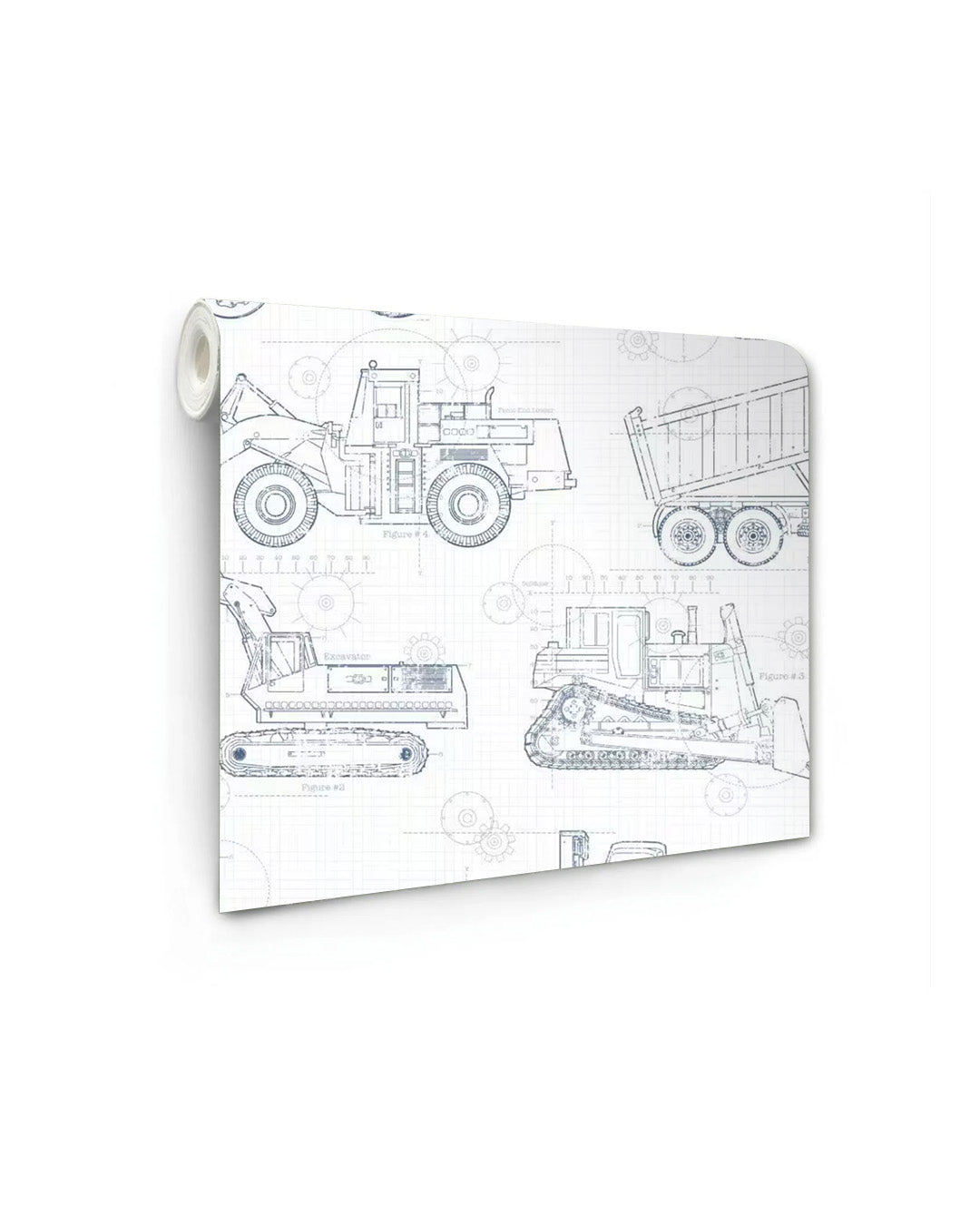 Construction Blueprint Wallpaper in Blue