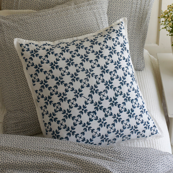 Embroidered Botanical Vine Pillow